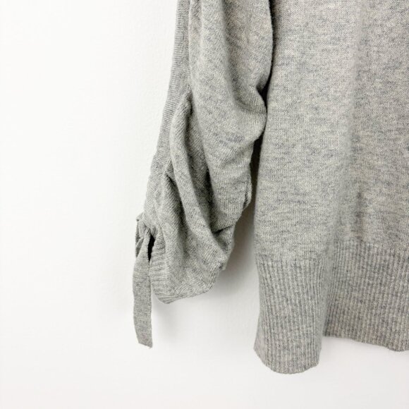 NWT Sundance Loveliest Pullover Sweater Size L Gray Ruched Sleeve Cotton Wool - Picture 5 of 8